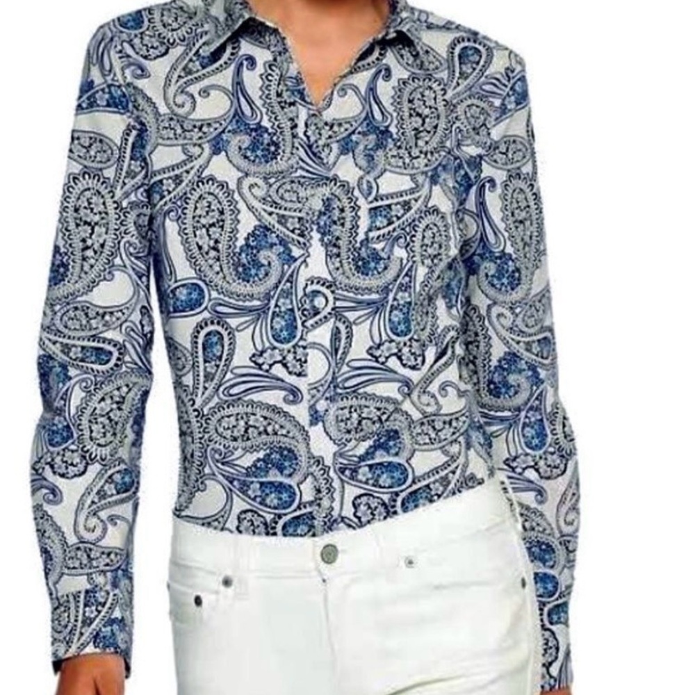 Banana Republic Blue Paisley Print Classic Fit Shirt Size XS